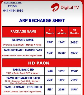 airtel dth tariff